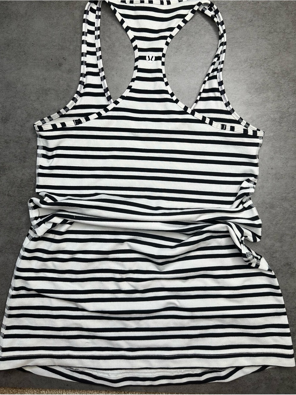 Lululemon Black & White Striped Razorback Tank Top - Picture 2 of 3